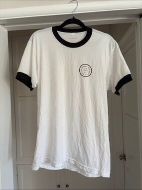 Active Ride Shop White Ringer Tee with Black Trim and Chest Logo